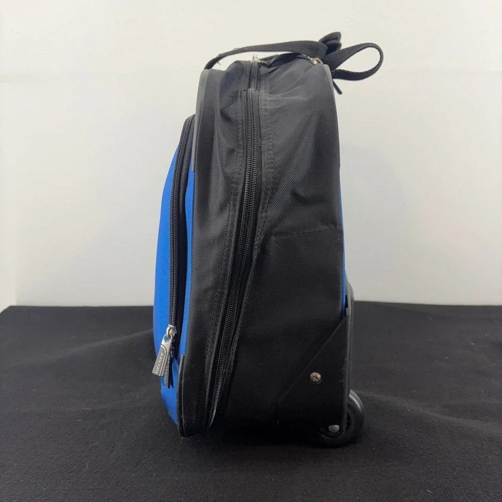 Delsey Air Spree 17in Trolley Tote Lightweight Rolling Carry On Bag Blue Handle